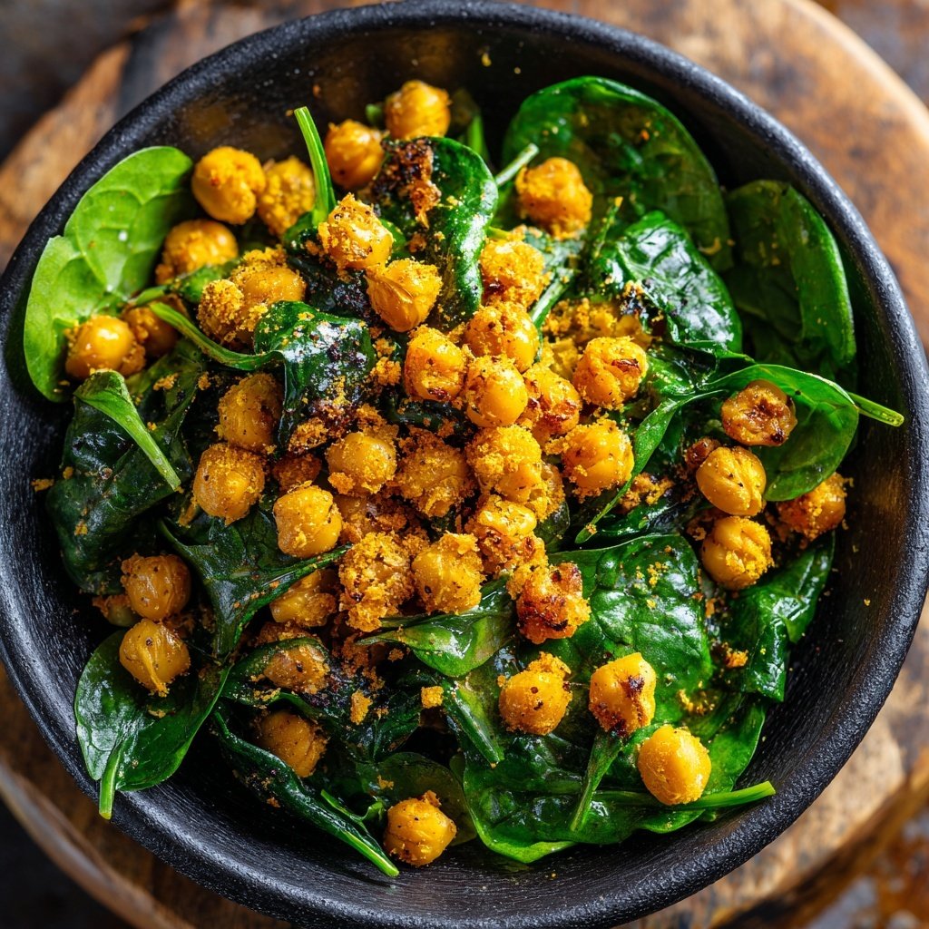 Crispy Chickpea and Spinach Salad
