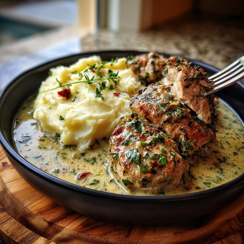Instant Pot Creamy Herb Chicken with Mashed Potatoes