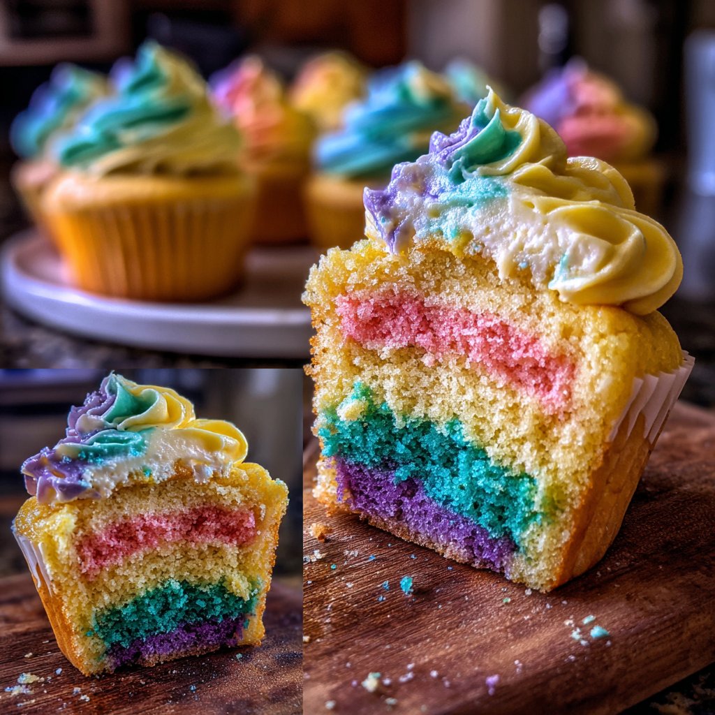 Vivid Rainbow Cupcake Layers